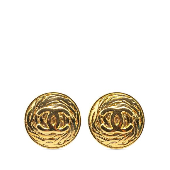 CHANEL Vintage Gold Logo Earrings - Picture 1 of 4